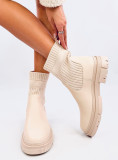 Světle béžové kotníkové kozačky s elastickým svrškem