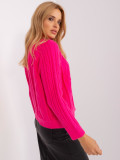 Tmavě růžový rozepínací svetr s copánky