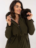 Dámská khaki zimní parka s kapucí