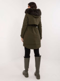 Dámská khaki zimní parka s kapucí