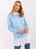 Stylová halenka s dlouhým rukávem ve světle modré barvě