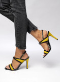 Kontrastní elegantní vysoké sandály v černé a žluté