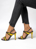 Kontrastní elegantní vysoké sandály v černé a žluté