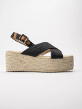 Černé sandály s jutovou podrážkou