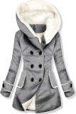 Šedý zimní kabát s plyšovou podšívkou