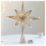 Zlatá LED ozdoba na stromeček hvězda