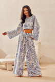 Crop halenka s lnem Bianca – modrá