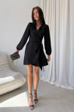 Černé mini zavinovací šaty Catlin