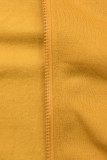 Žlutá prodloužená mikina s kapucí
