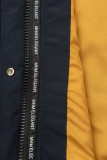 Tmavě modrá přechodná parka se žlutou podšívkou