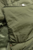 Olivově zelená zimní bunda s extra vysokým límcem