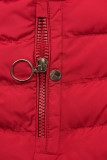 Červená prošívaná bunda s plyšovou podšívkou