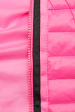 Růžová prošívaná lesklá bunda
