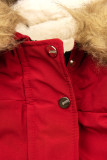 Červená/krémová zimní parka s odnímatelnou podšívkou