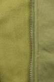 Khaki prodloužená mikina s barevnou podšívkou