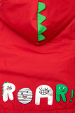 Červená bunda s kapucí DINO
