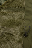 Khaki zimní bunda s hnědou kožešinou
