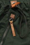 Khaki prodloužená parka s plyšem