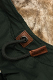 Khaki prodloužená parka s plyšem