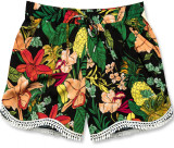 Květinové šortky s krajkou zelené