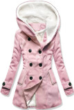 Růžový zimní kabát s kožíškem