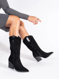 Černé semišové kotníkové kozačky