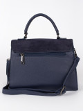 Tmavě modrá elegantní kabelka v semišové kombinaci