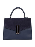 Tmavě modrá elegantní kabelka v semišové kombinaci