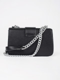 Černá kabelka se stříbrným řetízkem URBAN BLOSSOM
