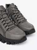 Šedé šněrovací kotníkové boty s hrubou podrážkou