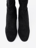 Černé kotníkové kozačky na podpatku s nařaseným svrškem