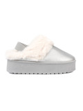 Stříbrné papuče s kožíškem a platformou