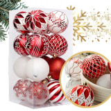 Ozdoby na stromeček červená/bílá, 8 cm, 16 kusů