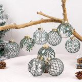 Ozdoby na stromeček zelená/transparentní, 8 cm, 9 kusů