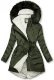 Zimní parka v khaki barvě s kožešinou