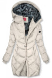 Krémově bílá zimní bunda v prodlouženém střihu