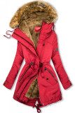 Červená parka s teplou plyšovou podšívkou