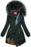 Zelená-šedá zimní parka