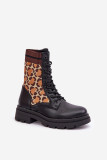Kotníkové workery s leopardím vzorem, černé