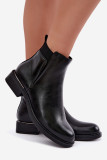 Zateplené kotníkové boty z ekokůže na plochém podpatku, černé