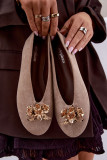 Béžové baleríny se šperkovou ozdobou