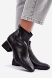 Kotníkové kozačky z eko kůže na podpatku černé