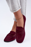 Ploché bordó mokasíny ze semišové ekokůže