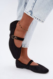 Černé baleríny Mary Jane ze semišové ekokůže
