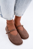 Barefoot baleríny s páskem z béžového semiše