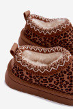 Hnědé sněhule s leopardím vzorem a výšivkou