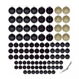 Ozdoby na stromeček černá/zlatá, 100 kusů