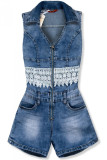 Denimový overal s krajkou