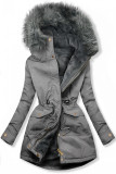 Šedá zimní oboustranná zateplená parka
