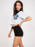 Bílá pruhovaná blůza s krátkým rukávem